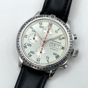 1円～/LONGINES/ロンジン/リンドバーグ/クロノグラフ/L2.618.4/シルバーカラー/ラウンド/裏スケ/自動巻/メンズ腕時計/稼動品/ジャンク/T086