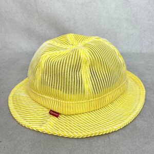 美品 Supreme シュプリーム 22SS Stripe Mesh Bell Hat Yellow ストライプ メッシュ ベル ハット イエロー バケット メンズ 帽子