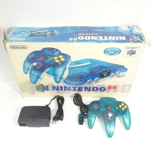 1円【ジャンク】Nintendo 任天堂/ニンテンドー64本体 クリアブルー 箱付き/42