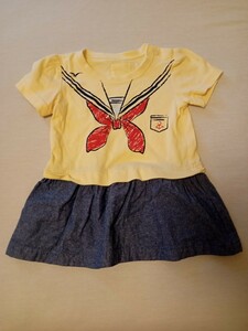 美品　コンビミニ　70　チュニックTシャツ　セーラー服風プリント　ワンピース　半袖　女の子　綿