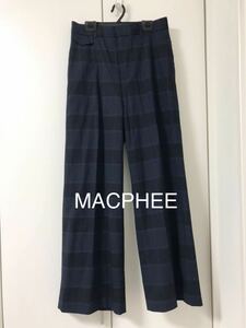 MACPHEE マカフィー トゥモローランド チェック柄 ワイド パンツ 36 ネイビー ワイドパンツ　191026