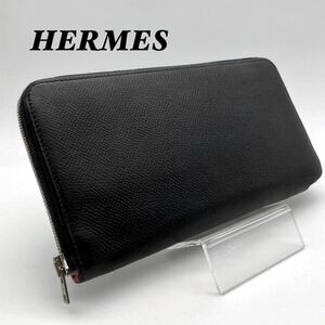 エルメス HERMES 長財布 アザップロング シルクイン ブラック 黒 レッド