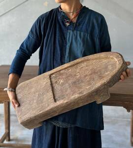 朽木 木彫り アート オブジェ アンティーク 古木　置物　 木製 インド 民芸 古民芸 ハンドクラフト　手彫り　木台 インテリア ディスプレイ