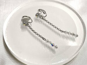 ■【YS-1】 スワロフスキー Swarovski ■ クリスタル イヤリング ■ クリア × シルバー系 全長5.8cm 【同梱可能商品】■D