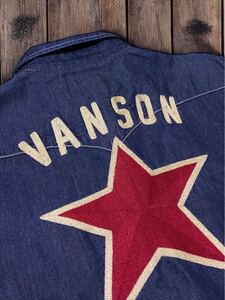 VANSON バンソン　裏地ネル　ワンスター　刺繍　デニム　ワークシャツ★XLサイズ★