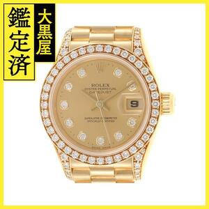 W番1997年並行品 ROLEX デイトジャスト26 69158G 10Pダイヤモンドシャンパン文字盤 K18イエローゴールド 自動巻【472】SJ