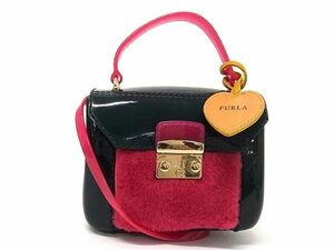 1円 ■美品■ FURLA フルラ キャンディ ラバー 2WAY ハンドバッグ ショルダーバッグ 肩掛けかばん ブルーグリーン系×ピンク系 FE1111