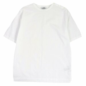 極美品□HERMES エルメス ホースプリント ボタン付き ショートスリーブ 半袖 トップス Tシャツ カットソー ホワイト 37 フランス製 正規品