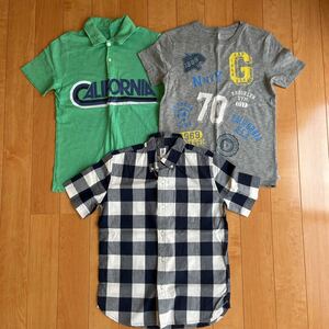 GAP KIDS ギャップ L Regular 140cm 半袖トップス まとめて 3点 チェックシャツ ポロシャツ Tシャツ