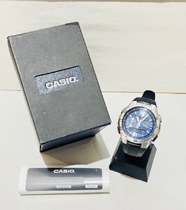 【YH2119MY】1円～ CASIO 腕時計 電波ソーラー WVA-M650-2AJF メンズ ネイビー ウェーブセプター 防水 箱有 取扱説明書付 ※稼働品