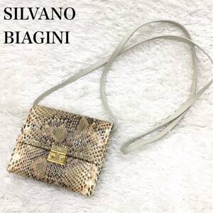 SILVANO BIAGINI シルヴァーノ・ビアジーニ パイソン 蛇革 エキゾチックレザー ショルダー ポーチ ウォレット 折り財布 イタリア製 未使用