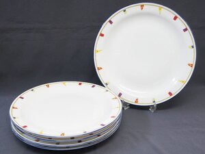 中古 美品【Richard Ginori ジノリ1735】クリッパー 26cm ディナープレート パスタ皿 5点セット お皿 大皿 国旗柄 B-94