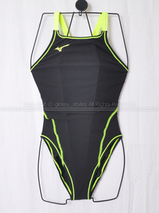 K1727-43■新品 箱付 mizuno ミズノ EXER SUITS エクサスーツ ミディアムカット 練習用競泳水着 N2MA826070 ブラック×Sイエロー L