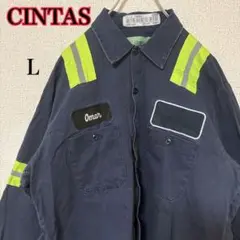 CINTAS シンタス ワッペン 企業 刺繍ロゴ ワークシャツ L ネイビー