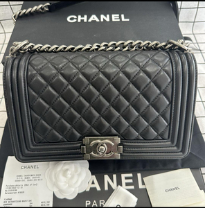 本物良品■ボーイシャネル■CHANELチェーンショルダーバッグ カーフスキン 黒 中古/ココマーク/ブラック/2WAY/トートバッグ/ハンドバッグ