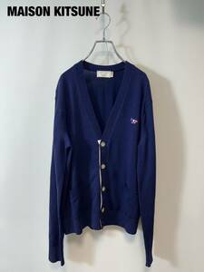 A0051★5 MAISON KITSUNE メゾンキツネ メンズ フォックス ロゴ パッチ ウール ニット セーター カーディガン ネイビー