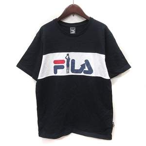 フィラ FILA Tシャツ カットソー 半袖 紺 ネイビー 白 ホワイト /YI メンズ