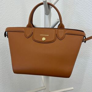 LONGCHAMP ハンドバッグ レザー ブラウンロンシャン