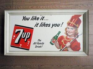 希少1点物★US・1950年代　ビンテージ　7UP店舗用　販促ポスター/アメリカン　ヴィンテージ　7UP　企業物　飲料バーナー/アメリカン雑貨