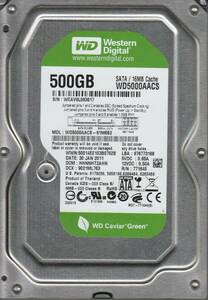 【中古】WD5000AACS-61M6B2、DCM HHNNHT2AHN、Western Digital 500GB SATA 3.5 ハードドライ