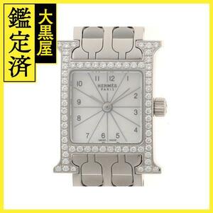 HERMES　エルメス　レディース　Hウォッチミニ　ダイヤベゼル　シェル　SS　クオーツ　HH1.130　【431】2120000281532