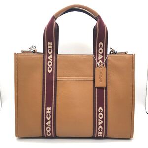 【未使用品】 COACH コーチ スミス トートバッグ ショルダーバッグ CM067 ブラウン系 レザー レディース 袋