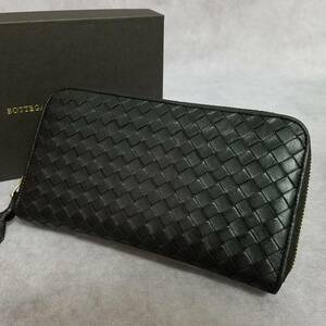 【良好　クリーニング済】　BOTTEGA　ボッテガ ヴェネタ　正規品　レザー　イントレチャート　ラウンドファスナー長財布　ウォレット