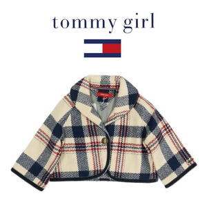 Tommy girl トミーガール　オンブレチェック　七分ショート丈 長袖ジャケットボレロ Sサイズ レディース古着 トミーヒルフィガー