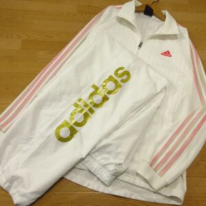 ◎美品！XL 上下セット！adidas アディダス◆ジャージ ジャケット&裏起毛ナイロンパンツ 秋冬！◆メンズ 白◆BA1358