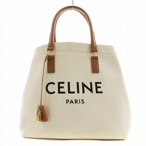 セリーヌ CELINE ホリゾンタルカバ トートバッグ ハンドバッグ ロゴ キャンバス レザー ベージュ 茶 ブラウン /AN6 レディース