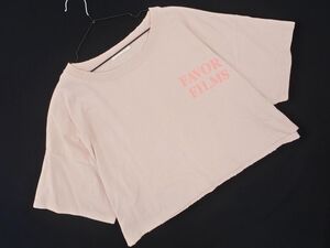 ネコポスOK フーズフーチコ ダメージ加工 プリント Tシャツ sizeF/ピンク ■◆ ☆ efb8 レディース