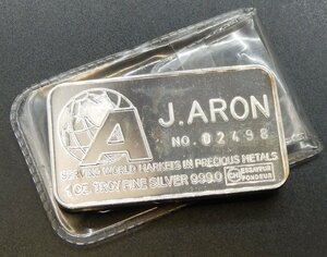 希少☆J. Aron & Company 1OZ SILVER 999 バー 純銀インゴット 地金☆ヴィンテージ ゴールドマン サックス 純銀☆Z0415947