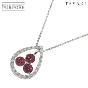 タサキ TASAKI ガーネット ダイヤ 0.31ct ネックレス 50cm K18 WG ホワイトゴールド 750 田崎真珠 Necklace 90238726