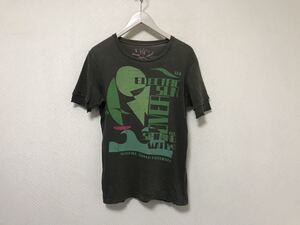 本物ディーゼルDIESELコットンプリント半袖TシャツメンズアメカジサーフミリタリービジネスグレーSインド製