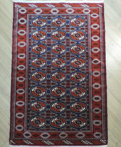 ペルシャ絨毯 カーペット ラグ 高品質ウール 手織り 高級 ペルシャ絨毯の本場 イラン トルクメン産 中型サイズ 192×135cm 本物保証 直輸入