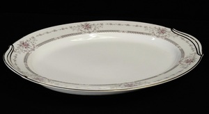 Noritake プレミアムノリタケ ビンテージ ミッドセンチュリー 1953年～1962年頃印 BENTON オーバルプラター 幅35㎝ 上品な淡い花柄 KIN