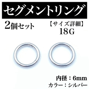 セグメントリング 18G 2本 フープピアス ボディピアス シルバー BP169