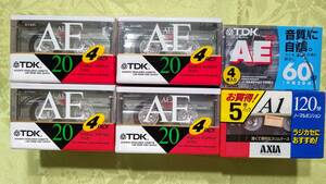 507-2 未使用カセットテープ ノーマルポジション 25本セット（TDK AE20 4PACK×4, AE60 4PACK×1 & AXIA A1 120 5PACK×1)