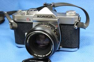 コニカ　KONICA AUTOREFLEX T3 HEXANON AR 50ｍｍ/1.7 キャップ、ストラップ、ケース付き