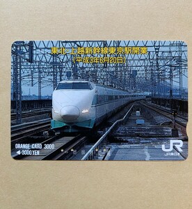 【使用済】 オレンジカード JR東日本 東北・上越新幹線 東京駅開業 (平成3年6月20日)