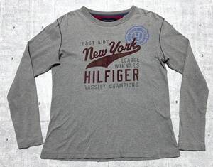 TOMMY HILFIGER フェルトプリント 染み込みプリント 長袖Tシャツ　　トミーヒルフィガー ロンT カットソー ビッグロゴ デカロゴ 柳9421