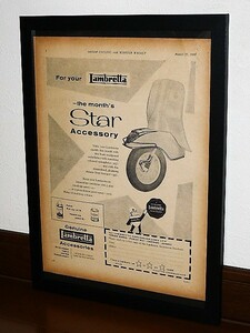 1960年 UK 60s vintage 洋書雑誌広告 額装品 Lambretta ランブレッタ / 検索用 イギリス 英国 店舗 ガレージ 看板 装飾 ( A4size )