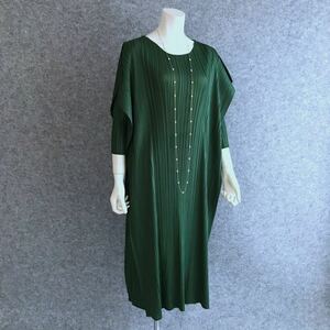 ◆新品◆*体型カバー＊シルエット美人*理想的 レイヤード＊プリーツワンピース＊Green*結婚式　フォーマル