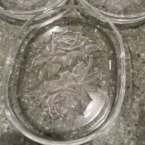 【送料無料】美品　薔薇　アンティーク　果物皿　ガラス皿　多様性あり　3枚セット