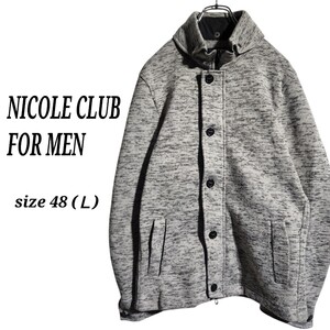 NICOLECLUBFORMEN ニコルクラブフォーメン ニットシャツ ジャケットブルゾン 裏起毛 霜降り オーバーサイズ ビッグシルエット 90s