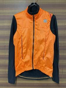 GQ912 スポーツフル sportful 長袖サイクルジャケット Fiandre strato wind Jacket 黒オレンジ M 裏起毛