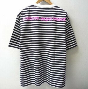 ◆uniform experiment fragment 23ss 新品 オーバーサイズ S/S BAGGY TRIM TEE ボーダー Tシャツ 黒 サイズ1 定価13200円