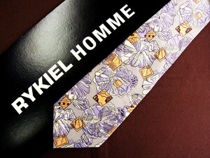 ♪25111D♪状態並品【花 植物 柄】リキエル【RYKIEL】ネクタイ