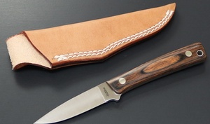 アウトドアナイフ 日本製 Hattori 845 マホガニー合板柄 ハンティングナイフ ドロップポイント キャンプナイフ ツールナイフ