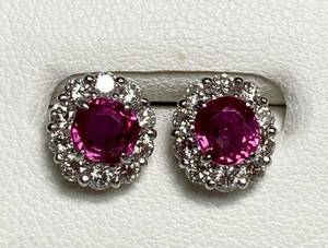 ◆新品◆ 天然ルビー 0.60/0.81ct ピアス ダイヤモンド D0.34ct×2/Pt900 Ruby Pierce◆